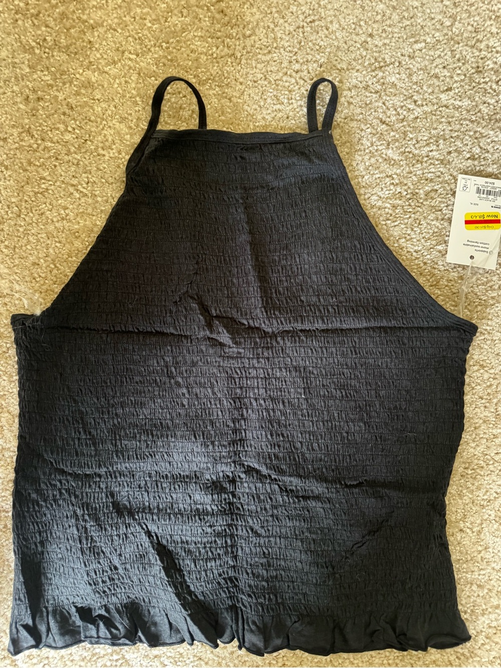 Kohl's Black Smocked Halter Neck Tank